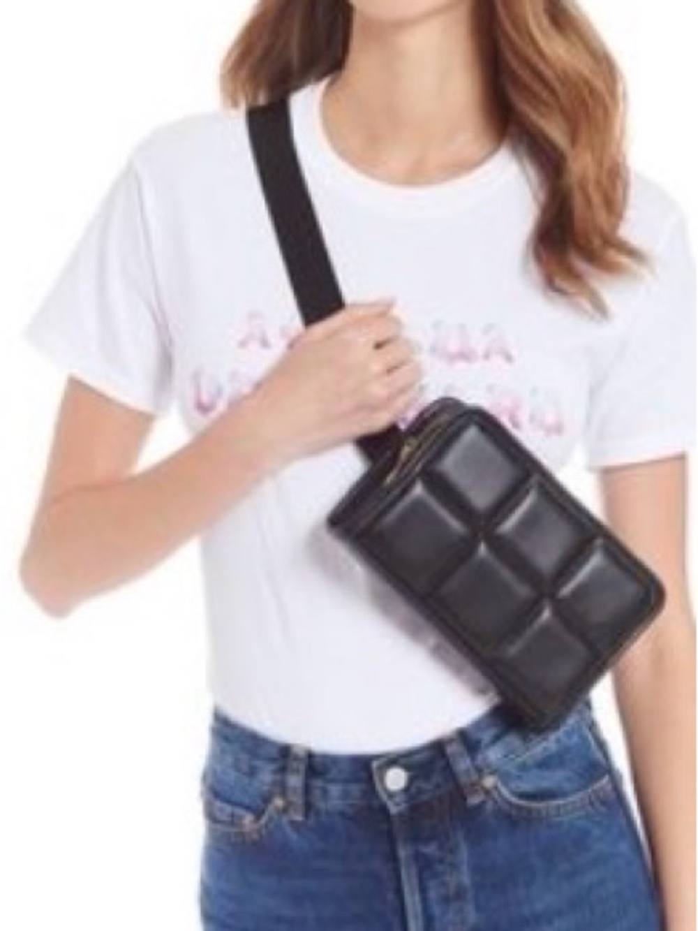 AMANDA UPRICHARD Fanny belt pack waist black purse adjustable vegan leather